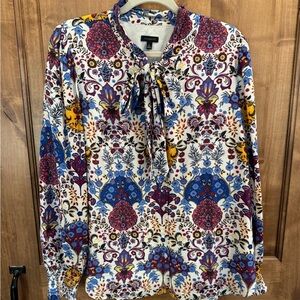 Talbots button down tie front blouse